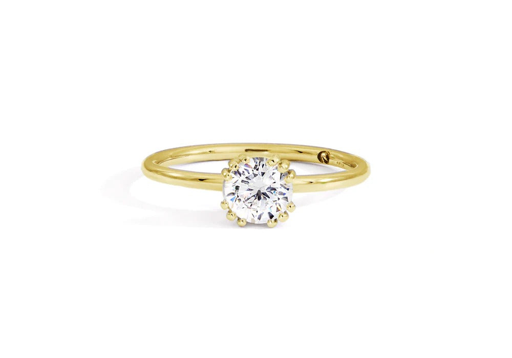 Round Cut Solitaire 12 Claws Engagement Ring VS1-VS2, Colorless